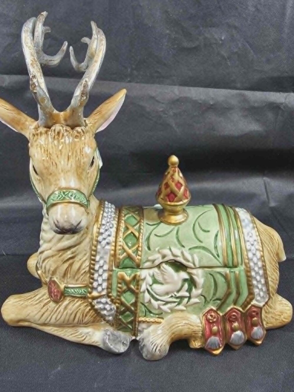 FITZ AND FLOYD GREGORIAN DEER LIDDED BOX TRINKET CHRISTMAS